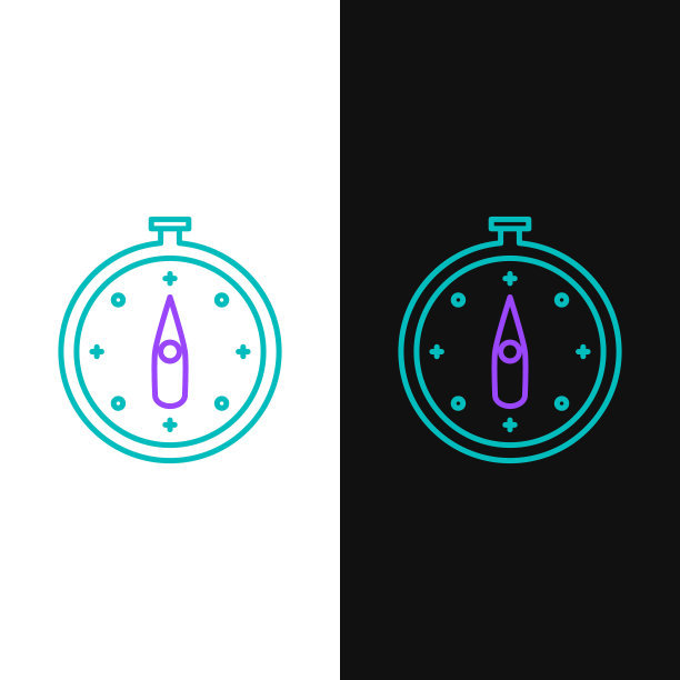 线罗盘图标孤立在白色和黑色背景。Windrose导航的象征。风向玫瑰图信号。色彩斑斓的轮廓的概念。向量图片下载