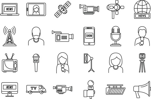 电视主持人访谈图标设置大纲风格图片下载