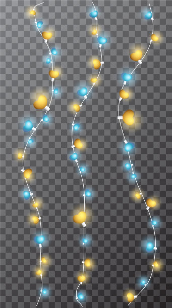 收藏逼真的3d闪光蓝金灯图片下载