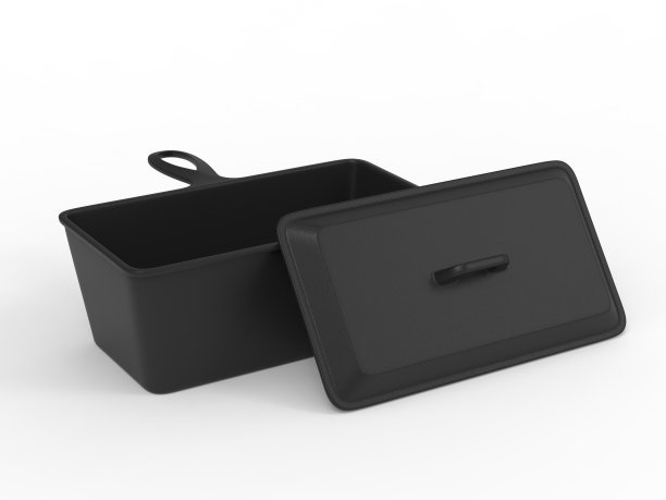 铸铁面包潘与处理的品牌模型。3 d渲染插图。图片下载