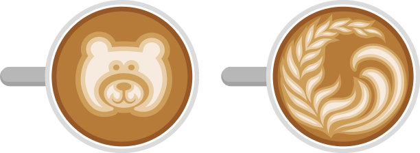 表面有拉花艺术的咖啡杯图片下载