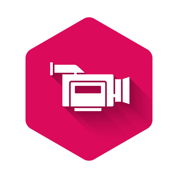 白色电影相机图标孤立与长阴影图片下载