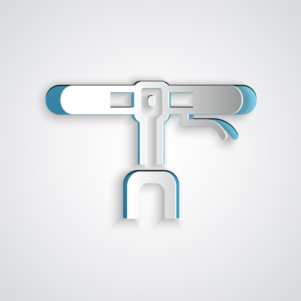 剪纸自行车把手图标孤立在灰色图片下载