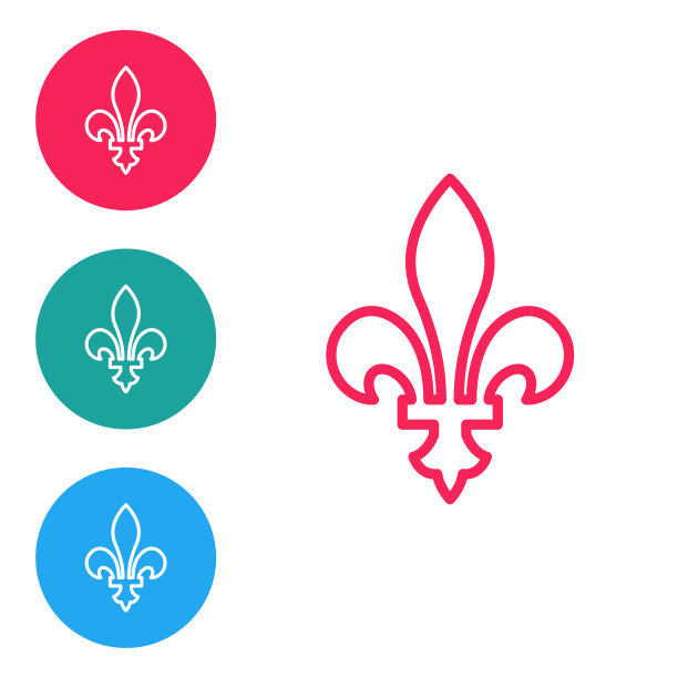 红色线百合花的图标孤立在白色图片下载