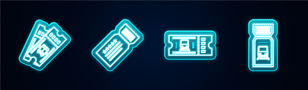 Set line公交ticket ticket train and glow图片下载
