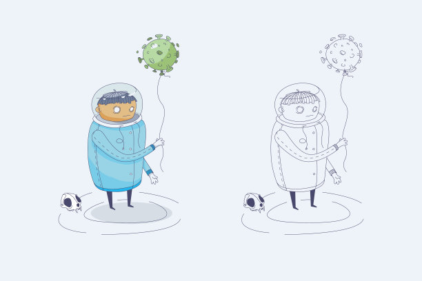 涂鸦人物免受冠状病毒感染图片下载