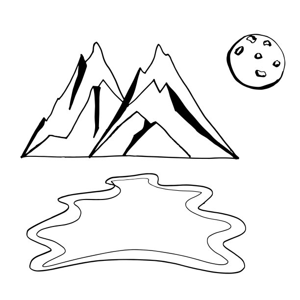 手绘山脉孤立在白色背景，矢量。打印贺卡和问候图片下载