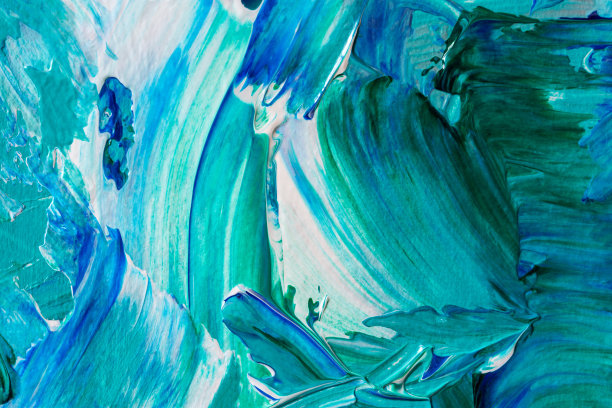 抽象的蓝色海洋背景与丙烯酸涂料。夏天艺术背景。图片下载