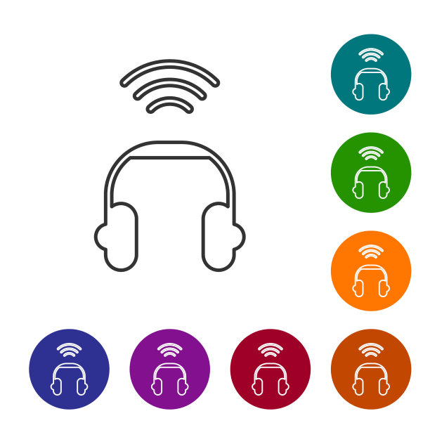 黑线智能耳机系统图标隔离图片下载