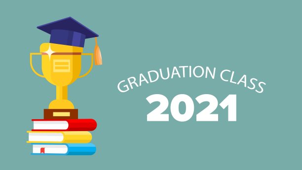 给2021届毕业生的横幅。矢量插图在平面风格。图片下载