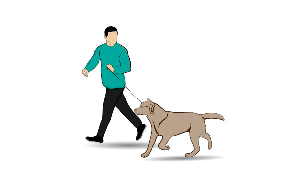 人是一起遛狗的动物概念图片下载