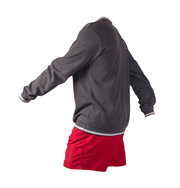 带有兜帽的熨斗拉链的运动衫和孤立在白色背景上的运动短裤。休闲运动服装图片下载