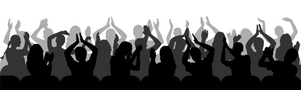 剪影为坐在椅子上的观众鼓掌图片下载