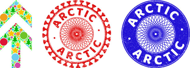 北极垃圾橡胶印记和箭头向上拼贴图片下载