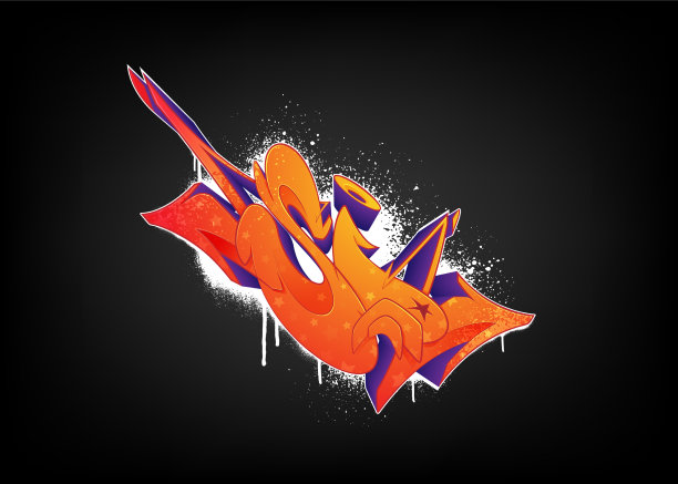 黑色背景上明亮的抽象涂鸦图片下载