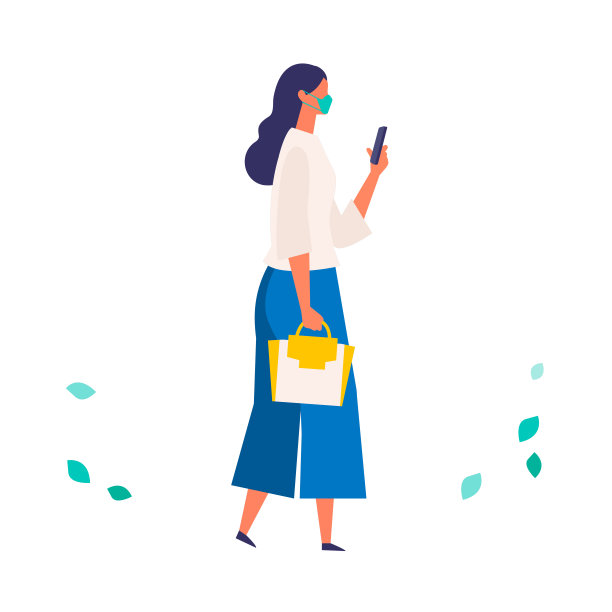 戴面具的年轻女子走在夏天。时尚的女人在街上走。图片下载