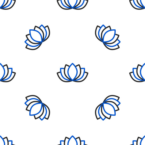线莲花图标隔离无缝图案图片下载