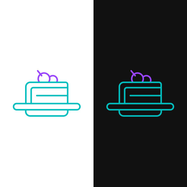 线蛋糕图标孤立在白色和黑色图片下载