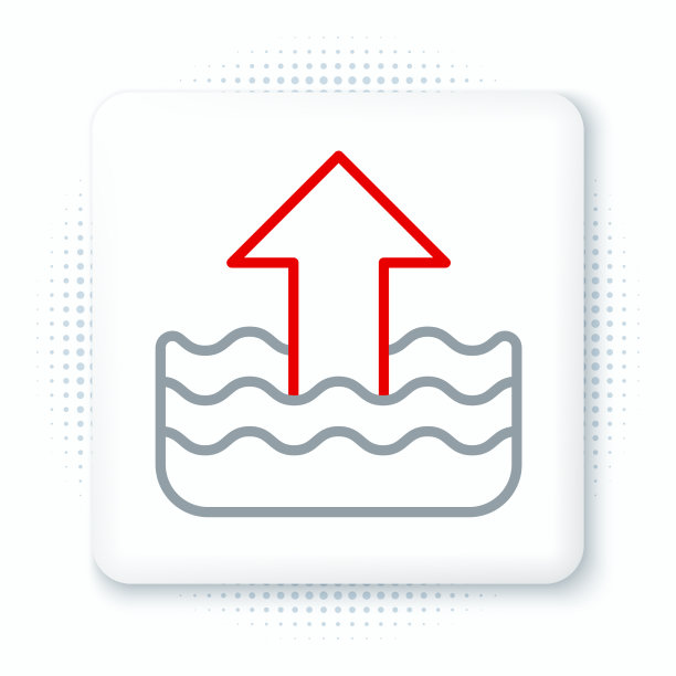 水位线上升在白色图标孤立图片下载