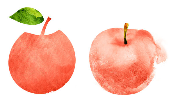 水彩苹果在白色的背景图片下载