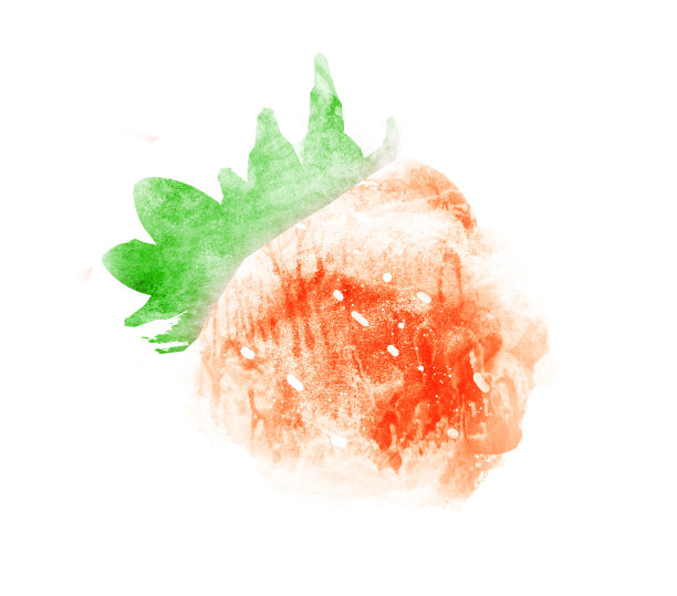 水彩草莓在白色的背景图片下载