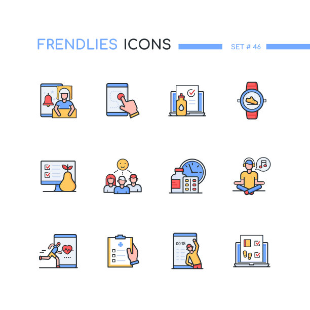 医疗保健手机app系列图标设计风格图片下载