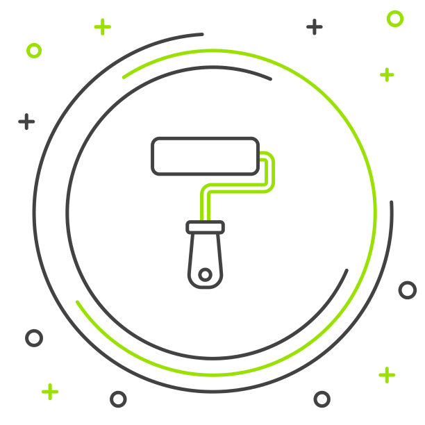 线漆滚筒刷图标隔离白色图片下载