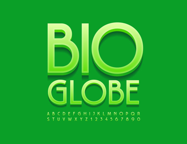 矢量生态概念生物地球仪。现代字母表字母和数字图片下载