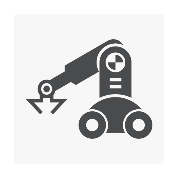 机械臂或工业机器人系统矢量图标设计孤立的白色背景。图片下载