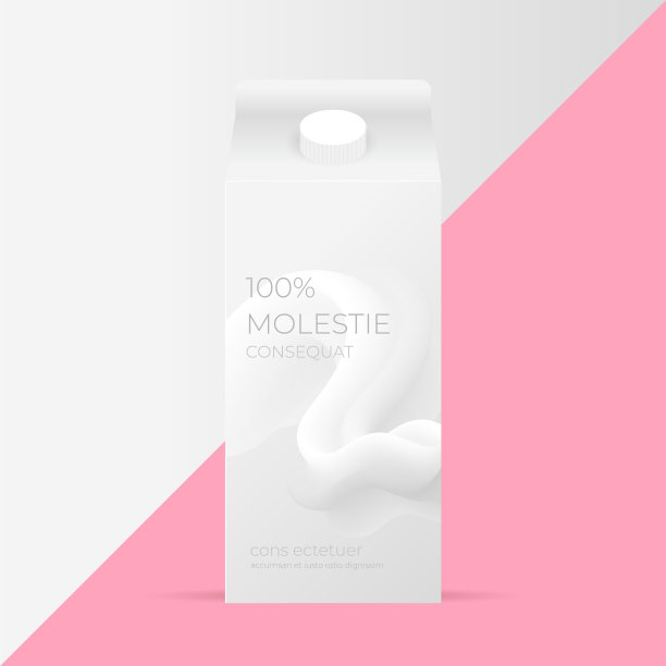 乳制品或果汁的纸盒包装模板图片下载