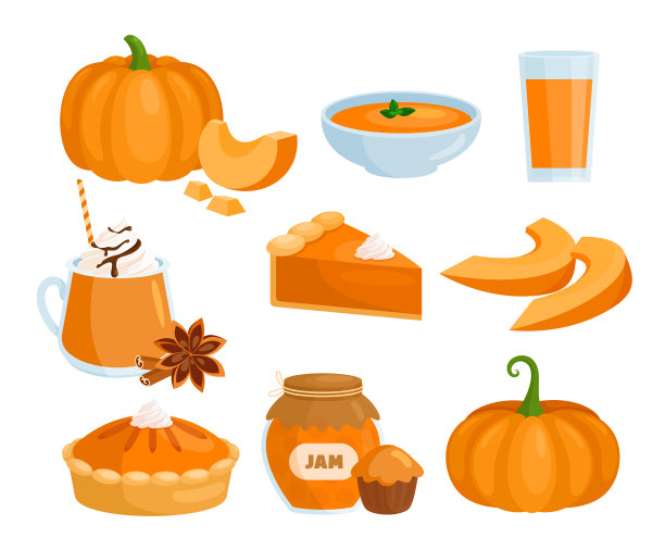 南瓜蔬菜菜肴套餐卡通生和图片下载