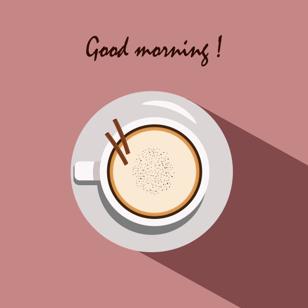 卡和一杯卡布奇诺俯视图。一杯咖啡，两根肉桂棒。图片下载