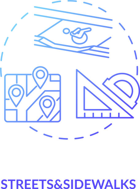 街道和人行道蓝色渐变概念图标图片下载