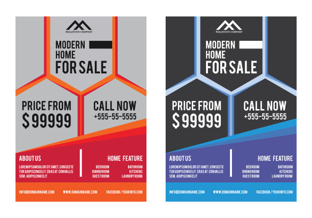 现代房地产商业传单设计模板图片下载