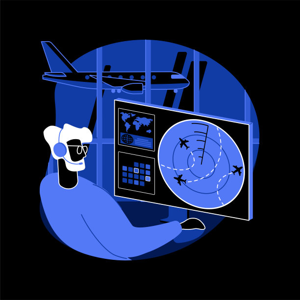 空中交通管制抽象概念矢量图。图片下载