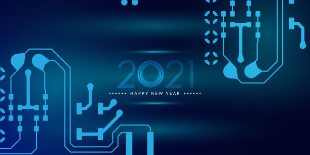 2021新年快乐2021文字设计与电路图片下载