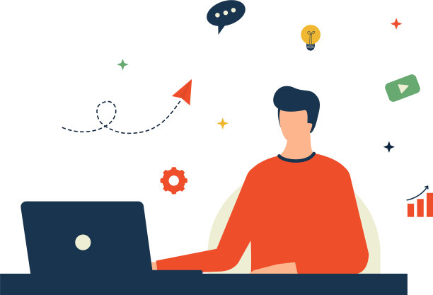 男人用他的笔记本电脑半身工作图片下载