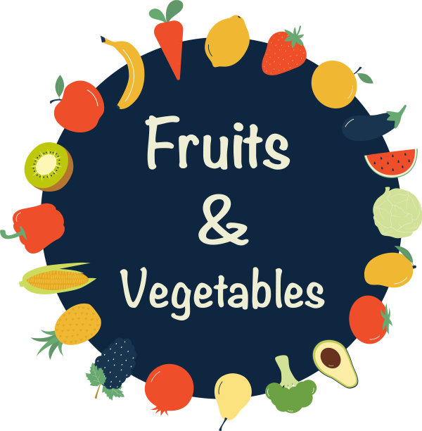 圆圈背景上的水果和蔬菜图片下载
