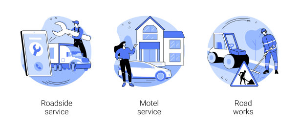 道路服务抽象概念矢量插图。图片下载