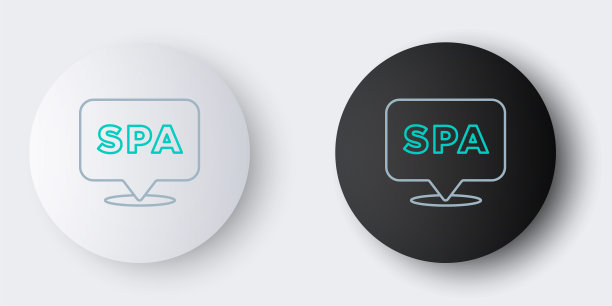 线条水疗沙龙图标孤立在灰色背景。概念美容院，按摩，化妆品。水疗和美容。色彩斑斓的轮廓的概念。向量图片下载