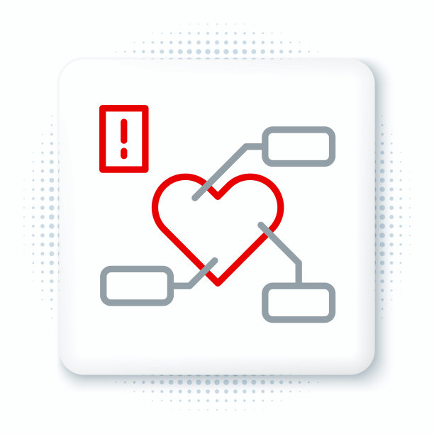 白色背景上孤立的关注健康心脏图标。色彩斑斓的轮廓的概念。向量图片下载