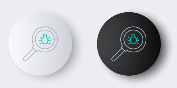 线跳蚤搜索图标孤立在灰色背景。色彩斑斓的轮廓的概念。向量图片下载