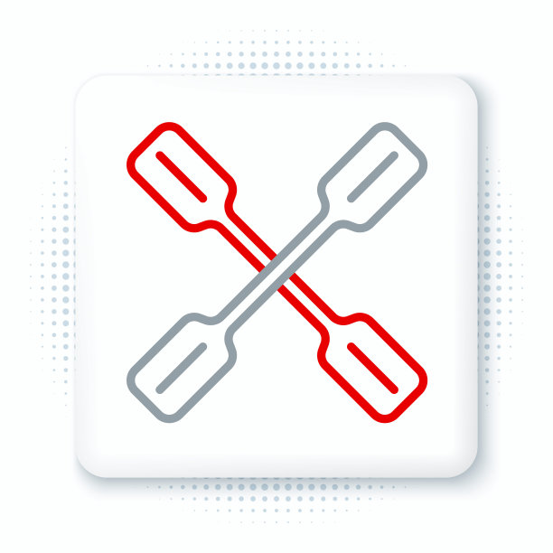 线桨图标隔离在白色背景。桨划船。色彩斑斓的轮廓的概念。向量图片下载