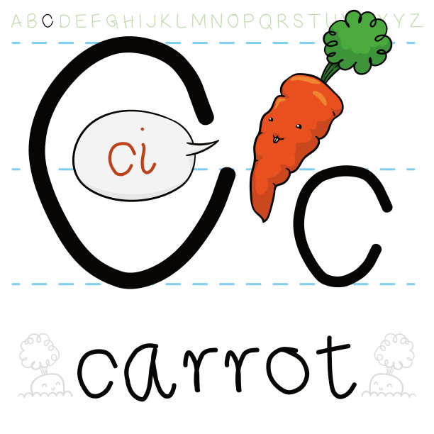 搞笑胡萝卜教字母C的发音图片下载