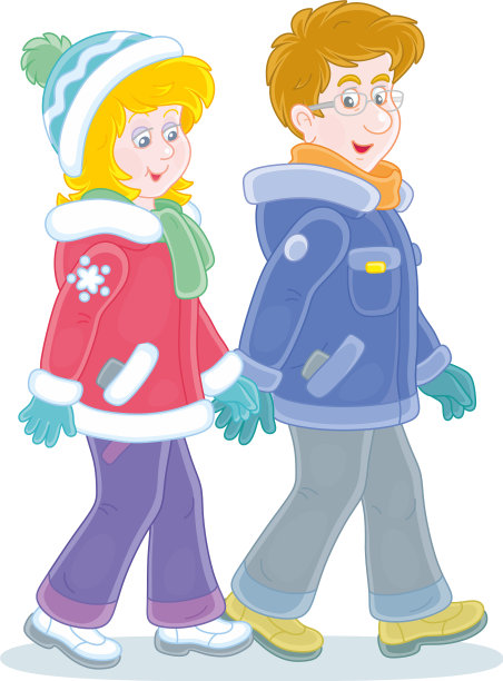 年轻的男人和女人走在一起图片下载