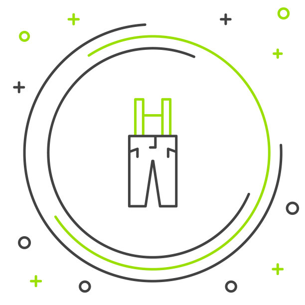 线裤子与吊带图标孤立在白色背景。色彩斑斓的轮廓的概念。向量图片下载