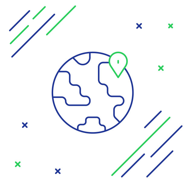 线位置上的全球图标孤立在白色背景。世界或地球星座。色彩斑斓的轮廓的概念。向量图片下载