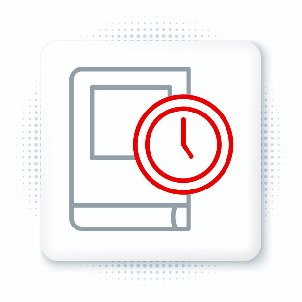 在白色背景上孤立的书图标的行时间。色彩斑斓的轮廓的概念。向量图片下载