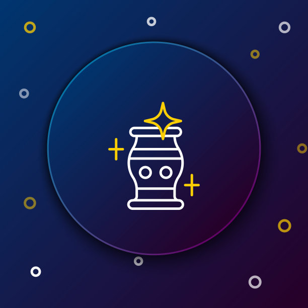 干净的花瓶图标隔离在蓝色背景上。色彩斑斓的轮廓的概念。向量图片下载