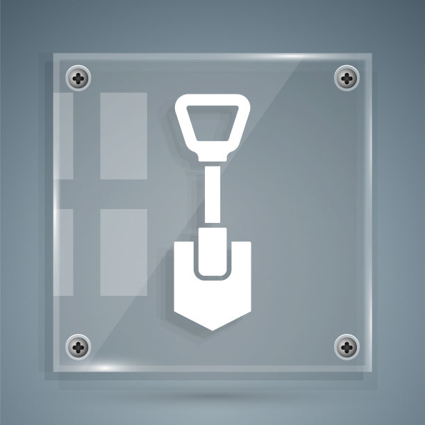 白色铲图标孤立在灰色背景图片下载